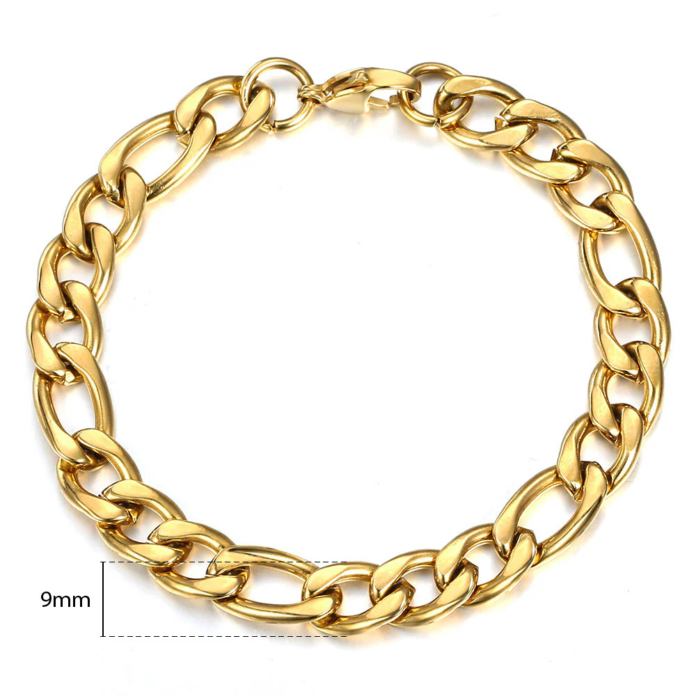 14K Gold Plated Figaro Chain Bracelet - Image 11