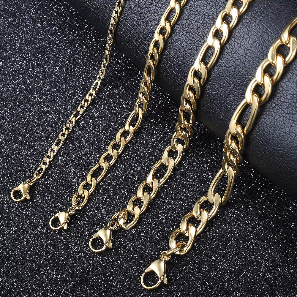 14K Gold Plated Figaro Chain Bracelet - Image 3