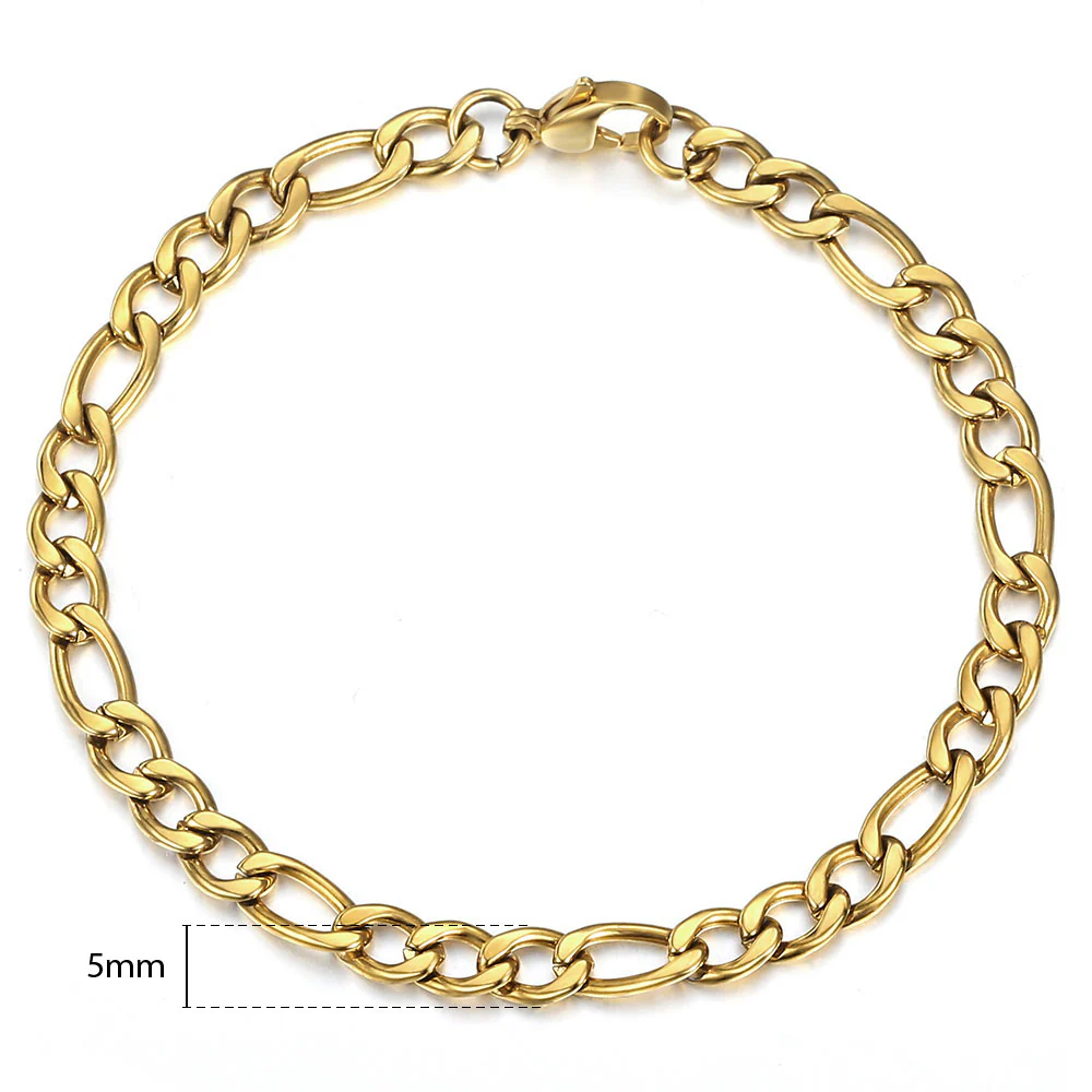 14K Gold Plated Figaro Chain Bracelet - Image 7