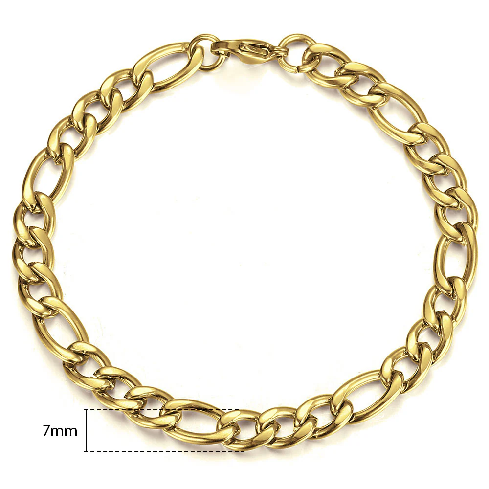 14K Gold Plated Figaro Chain Bracelet - Image 9