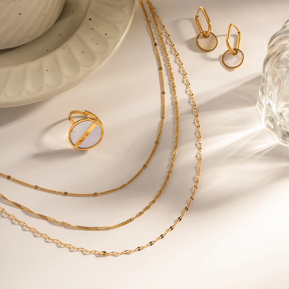 18K Classic Triple Layered Dainty Necklace - Image 3