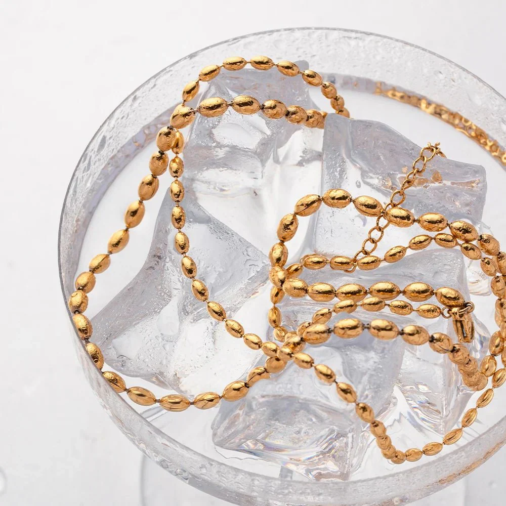 18K Gold Plated Layered Beaded Necklace - Image 6