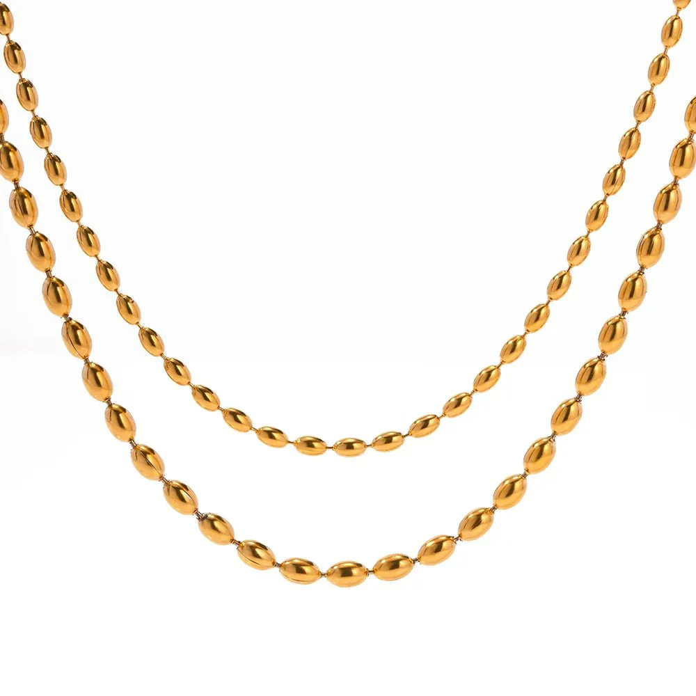 18K Gold Plated Layered Beaded Necklace - Image 7