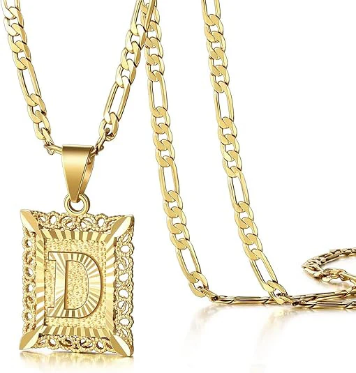 18K Gold Plated Square Letter Necklace - Image 10