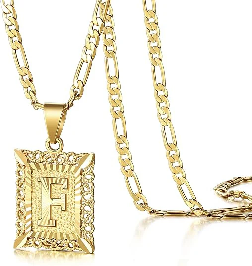 18K Gold Plated Square Letter Necklace - Image 14