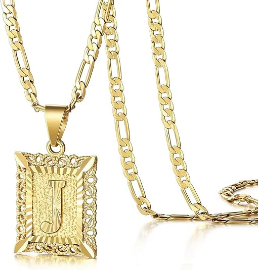 18K Gold Plated Square Letter Necklace - Image 22