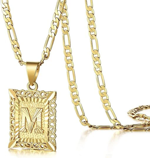 18K Gold Plated Square Letter Necklace - Image 28