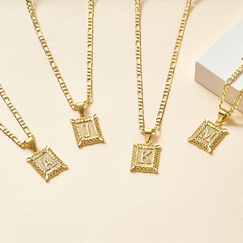 18K Gold Plated Square Letter Necklace - Image 3