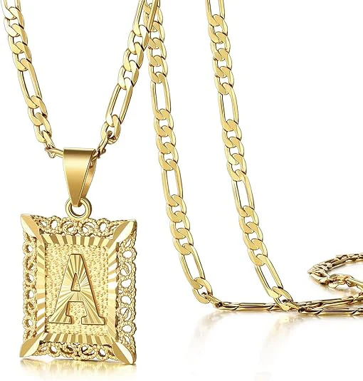 18K Gold Plated Square Letter Necklace - Image 4