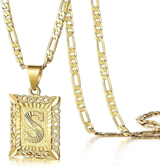 18K Gold Plated Square Letter Necklace - Image 40