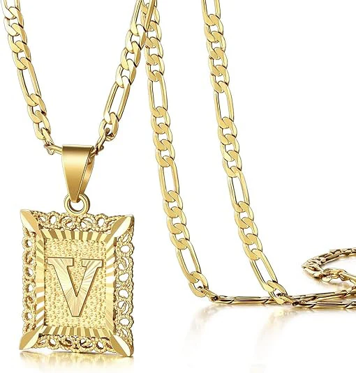 18K Gold Plated Square Letter Necklace - Image 46