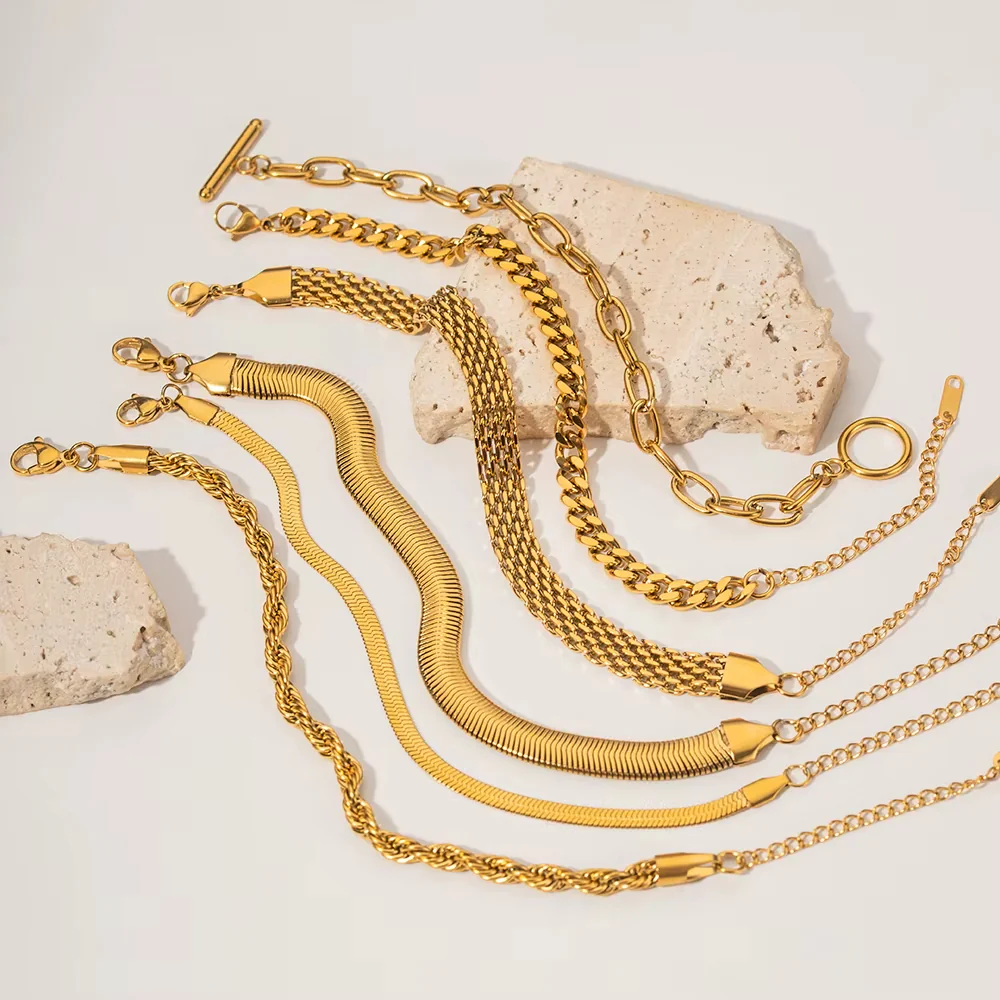 6pc Everyday Chain Bracelet Stack - Image 5