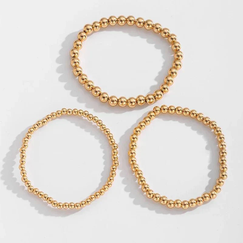7pc Gold Beaded Bracelet Stack - Image 4