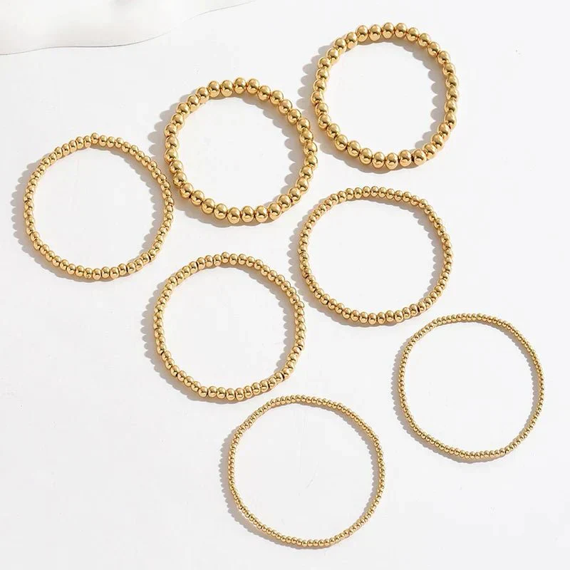 7pc Gold Beaded Bracelet Stack - Image 5