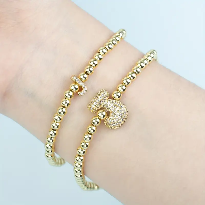 A-Z Bubble Initial Beaded Bracelet Set - Image 10