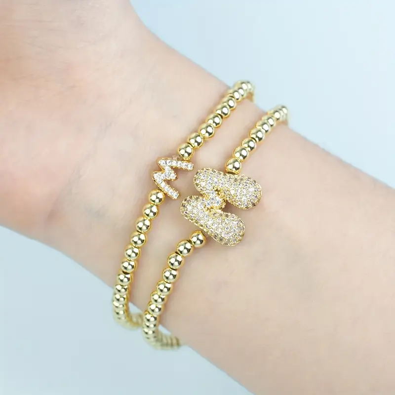 A-Z Bubble Initial Beaded Bracelet Set - Image 13