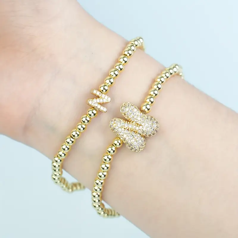 A-Z Bubble Initial Beaded Bracelet Set - Image 14