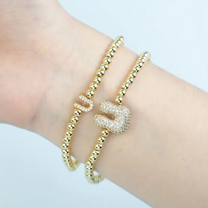 A-Z Bubble Initial Beaded Bracelet Set - Image 21