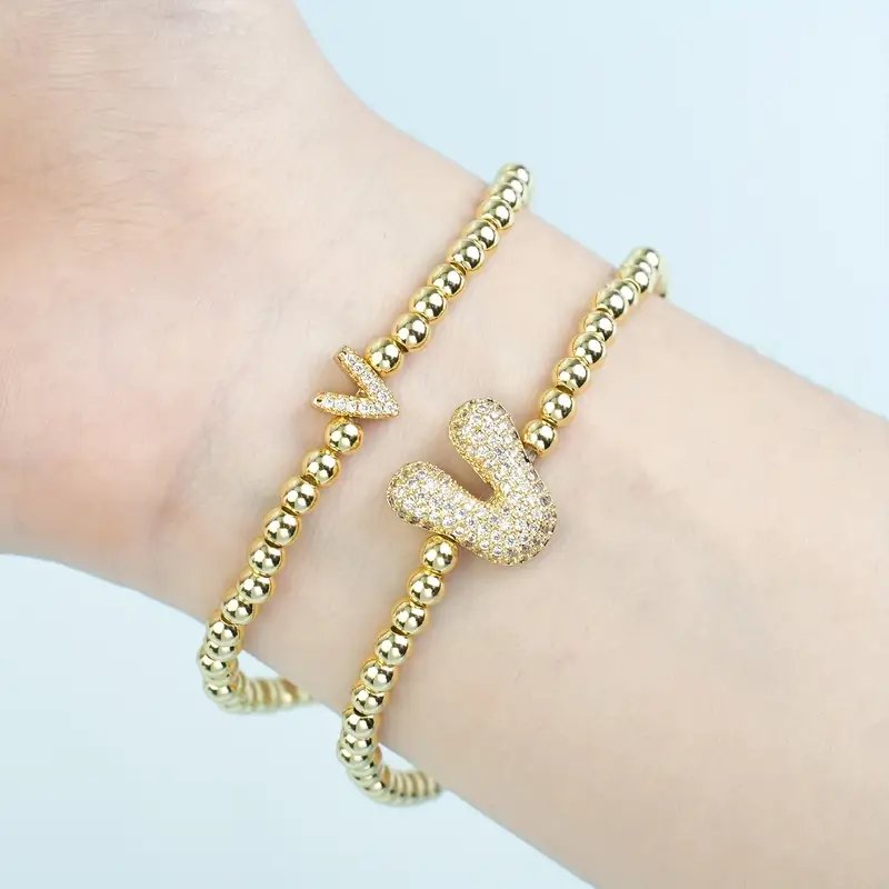 A-Z Bubble Initial Beaded Bracelet Set - Image 22