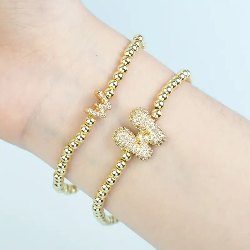 A-Z Bubble Initial Beaded Bracelet Set - Image 23