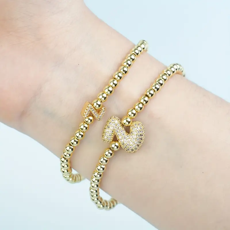 A-Z Bubble Initial Beaded Bracelet Set - Image 26