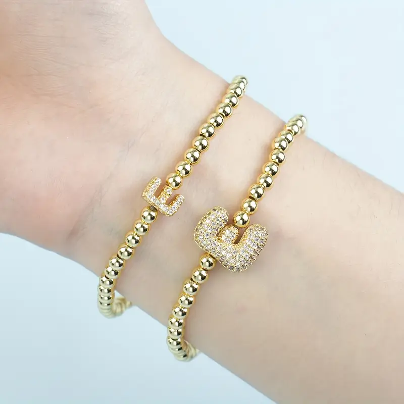 A-Z Bubble Initial Beaded Bracelet Set - Image 5