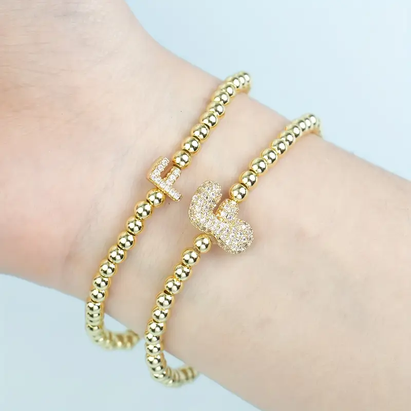 A-Z Bubble Initial Beaded Bracelet Set - Image 6