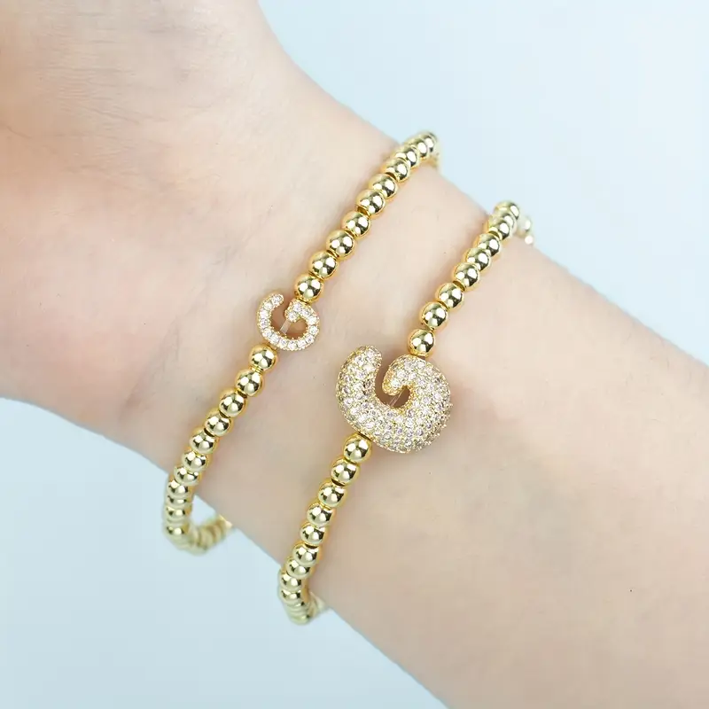 A-Z Bubble Initial Beaded Bracelet Set - Image 7
