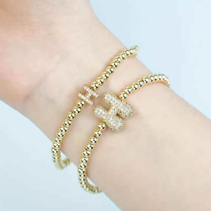 A-Z Bubble Initial Beaded Bracelet Set - Image 8