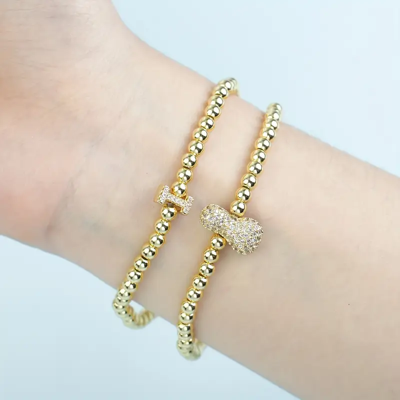 A-Z Bubble Initial Beaded Bracelet Set - Image 9