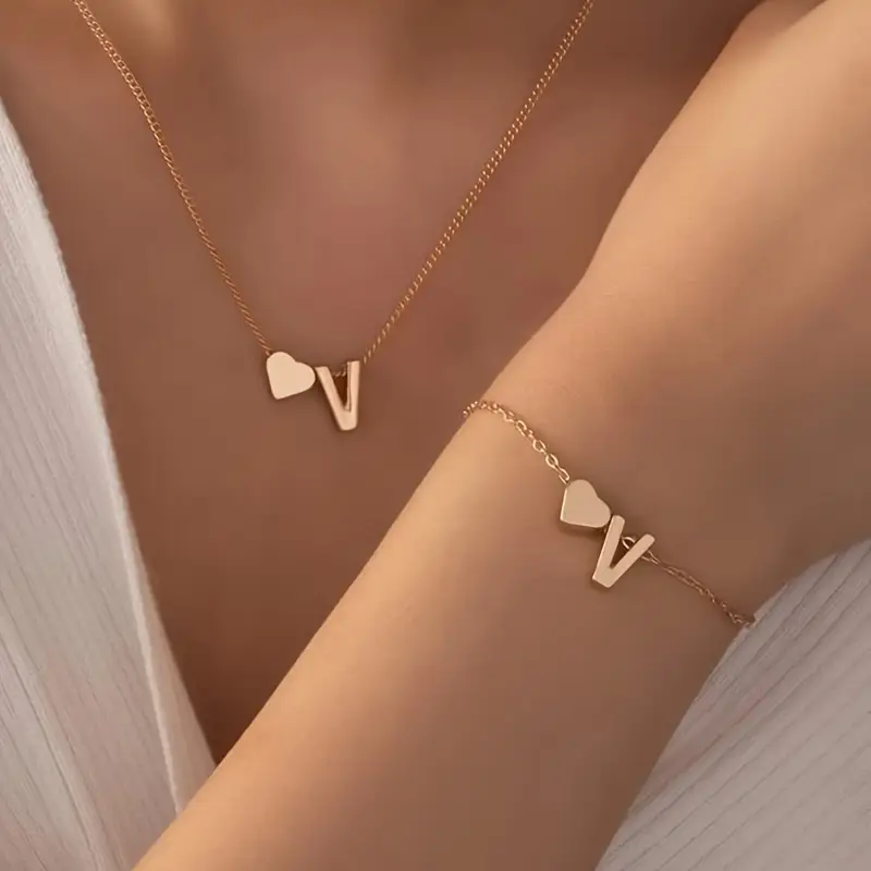 A-Z Heart Initial Jewelry Set - Image 22