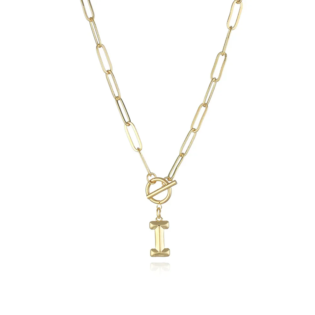 A-Z Initial Toggle Paperclip Necklace - Image 10