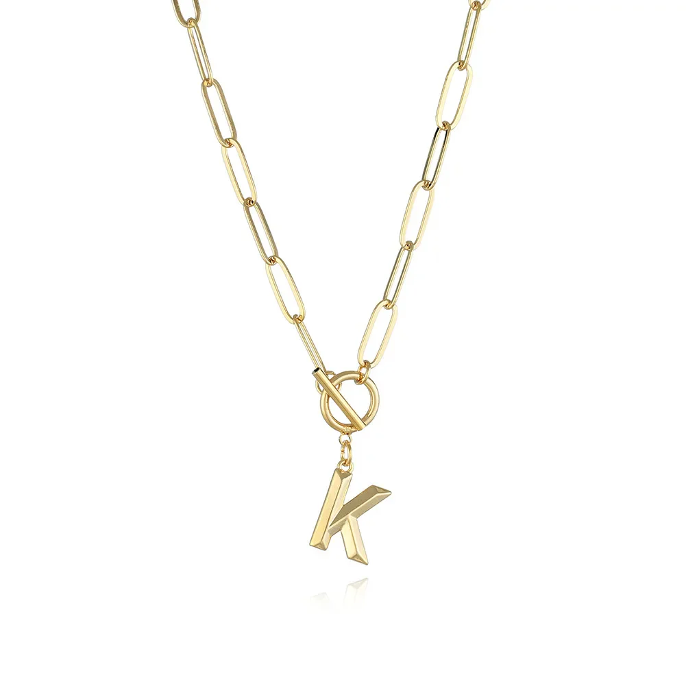 A-Z Initial Toggle Paperclip Necklace - Image 12