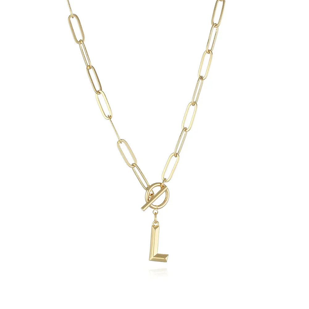 A-Z Initial Toggle Paperclip Necklace - Image 13
