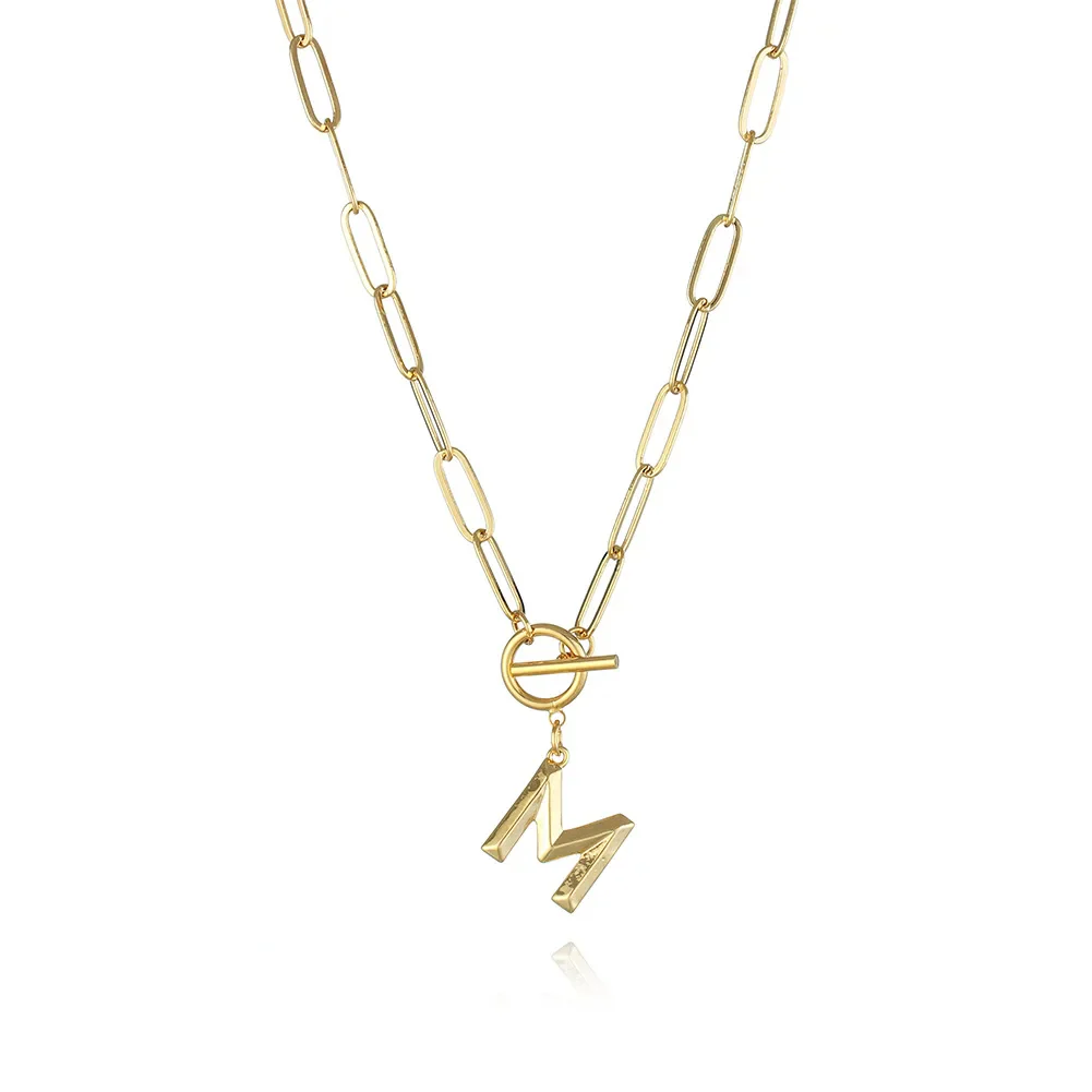 A-Z Initial Toggle Paperclip Necklace - Image 14