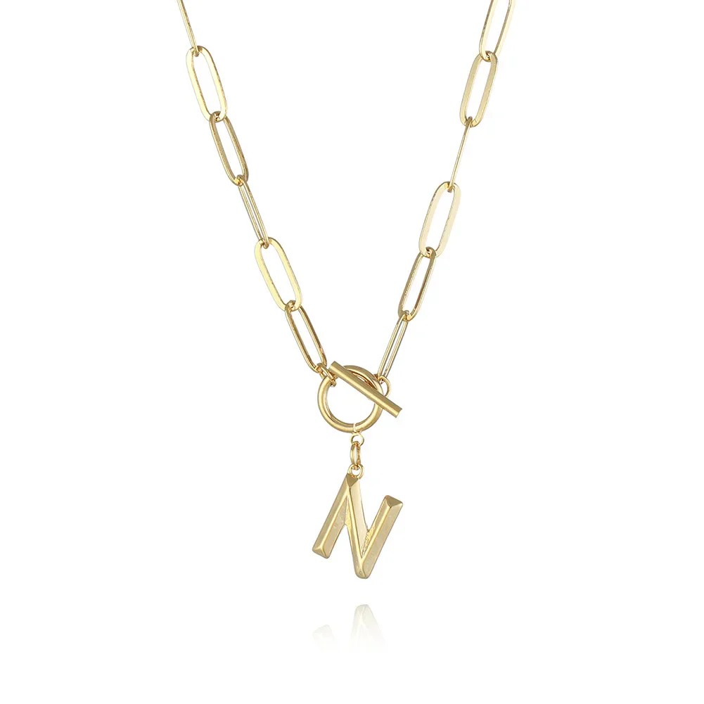 A-Z Initial Toggle Paperclip Necklace - Image 15