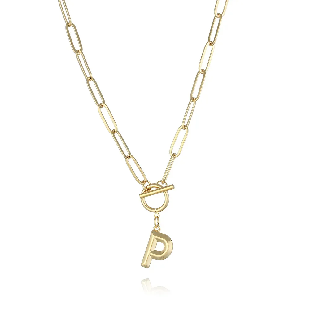 A-Z Initial Toggle Paperclip Necklace - Image 17