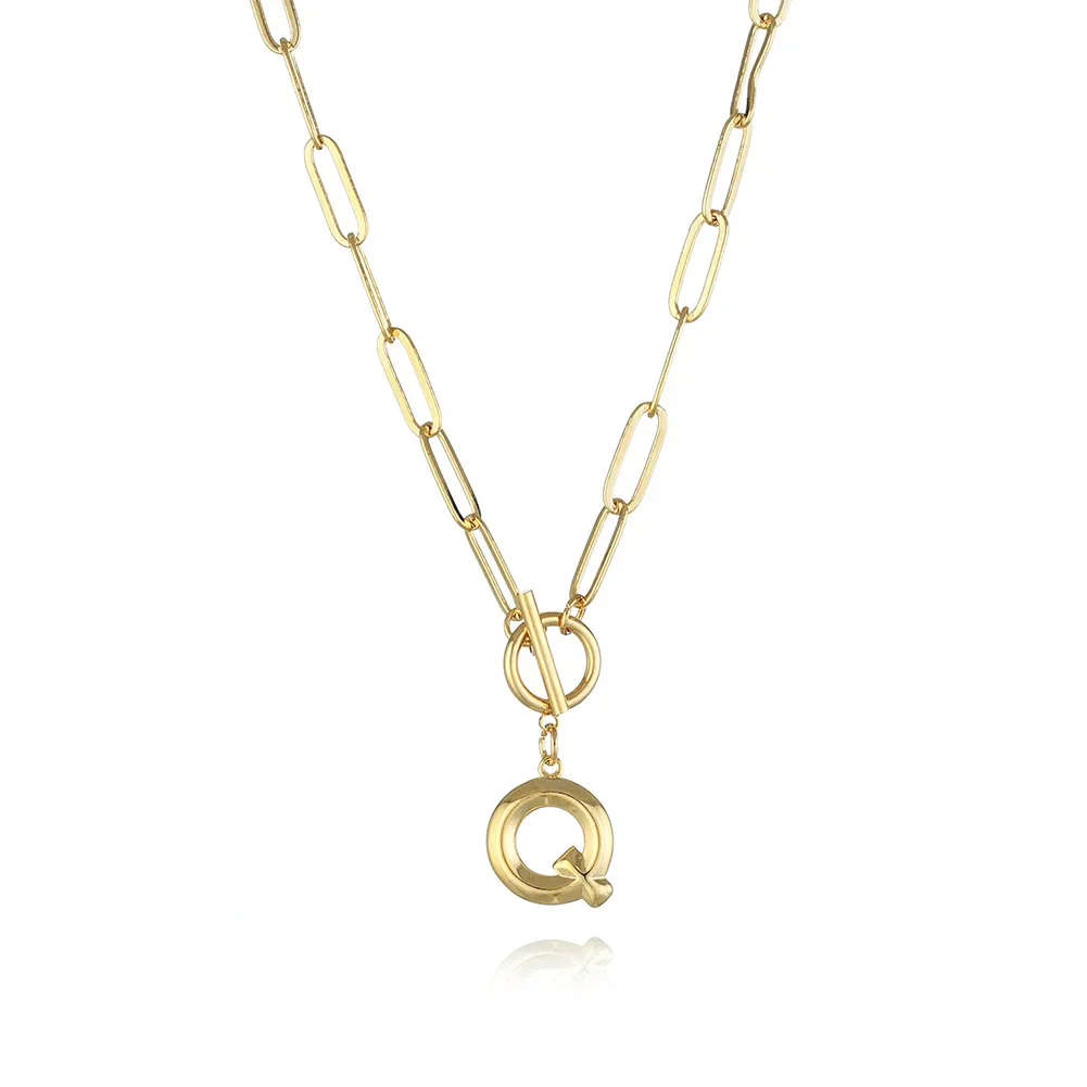 A-Z Initial Toggle Paperclip Necklace - Image 18