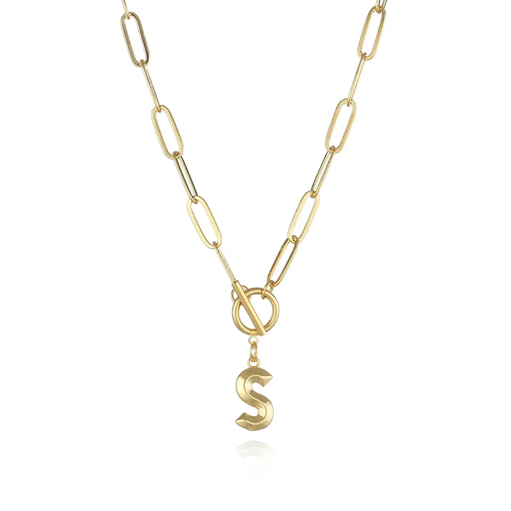 A-Z Initial Toggle Paperclip Necklace - Image 20