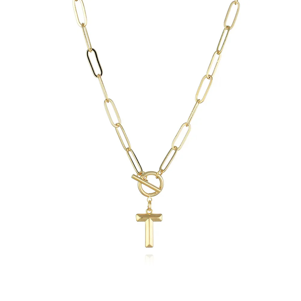 A-Z Initial Toggle Paperclip Necklace - Image 21
