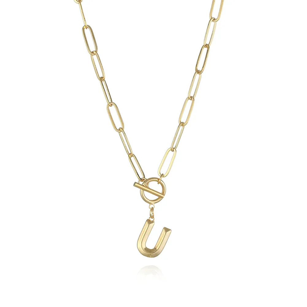 A-Z Initial Toggle Paperclip Necklace - Image 22