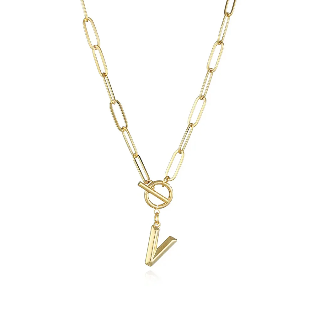 A-Z Initial Toggle Paperclip Necklace - Image 23
