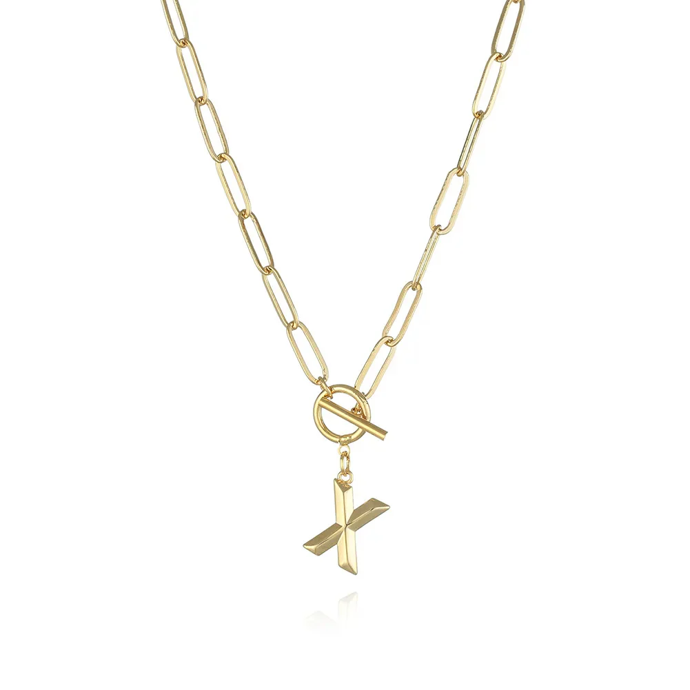 A-Z Initial Toggle Paperclip Necklace - Image 25