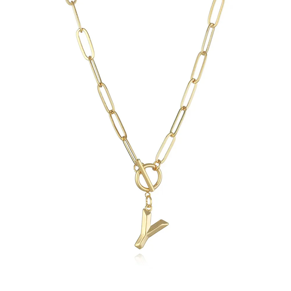 A-Z Initial Toggle Paperclip Necklace - Image 26