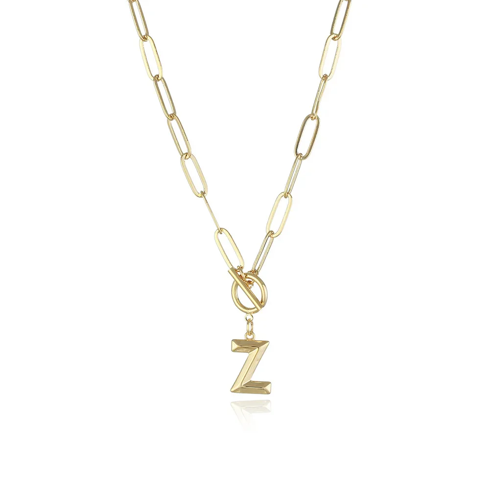 A-Z Initial Toggle Paperclip Necklace - Image 27