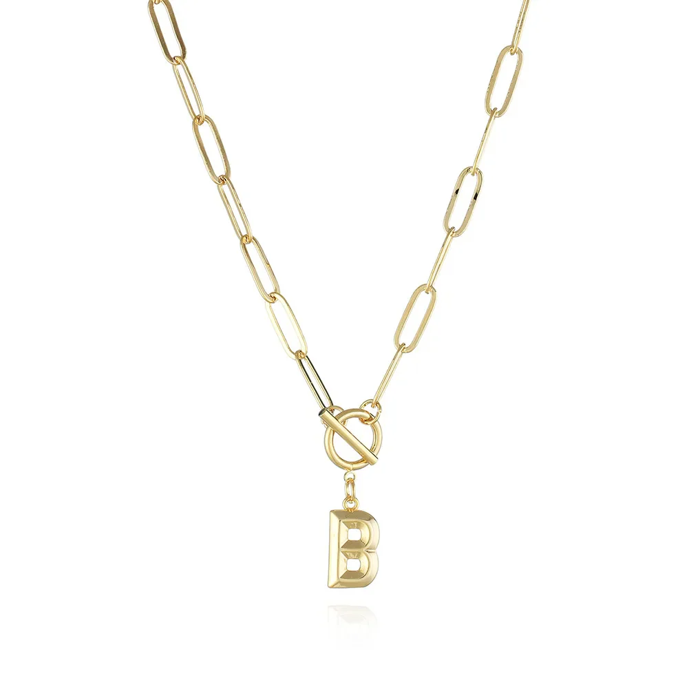 A-Z Initial Toggle Paperclip Necklace - Image 3