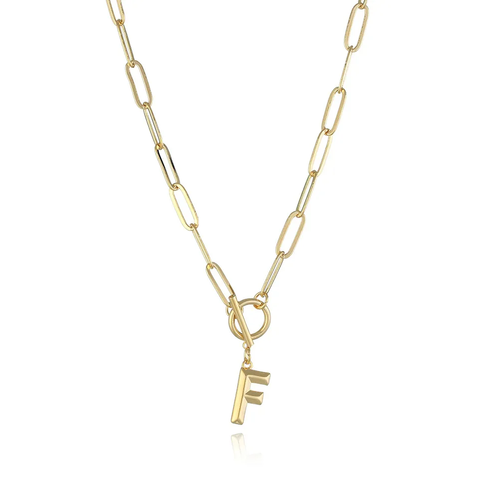 A-Z Initial Toggle Paperclip Necklace - Image 7