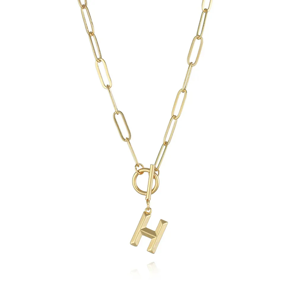 A-Z Initial Toggle Paperclip Necklace - Image 9