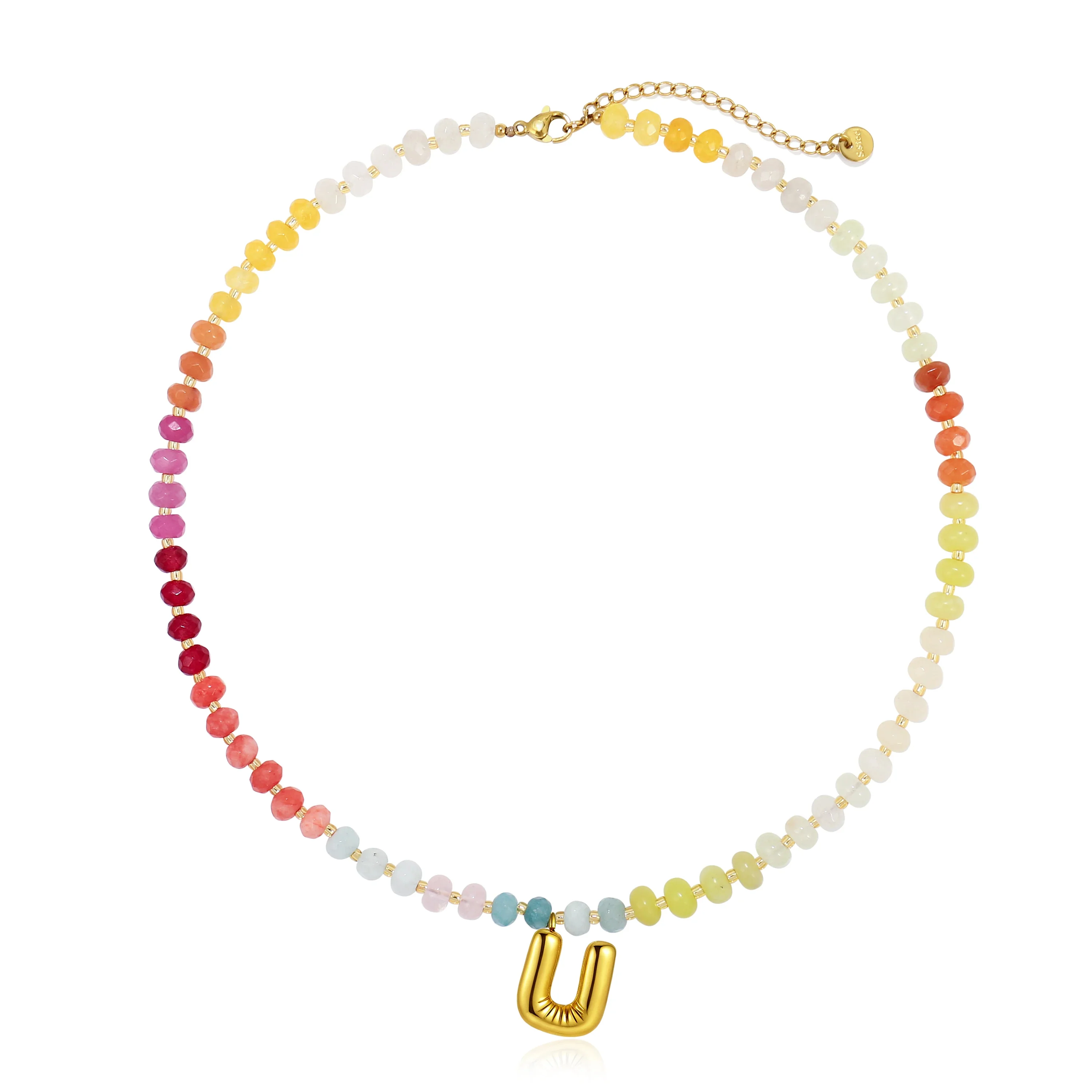 A-Z Bubble Initial Rainbow Necklace - Image 24