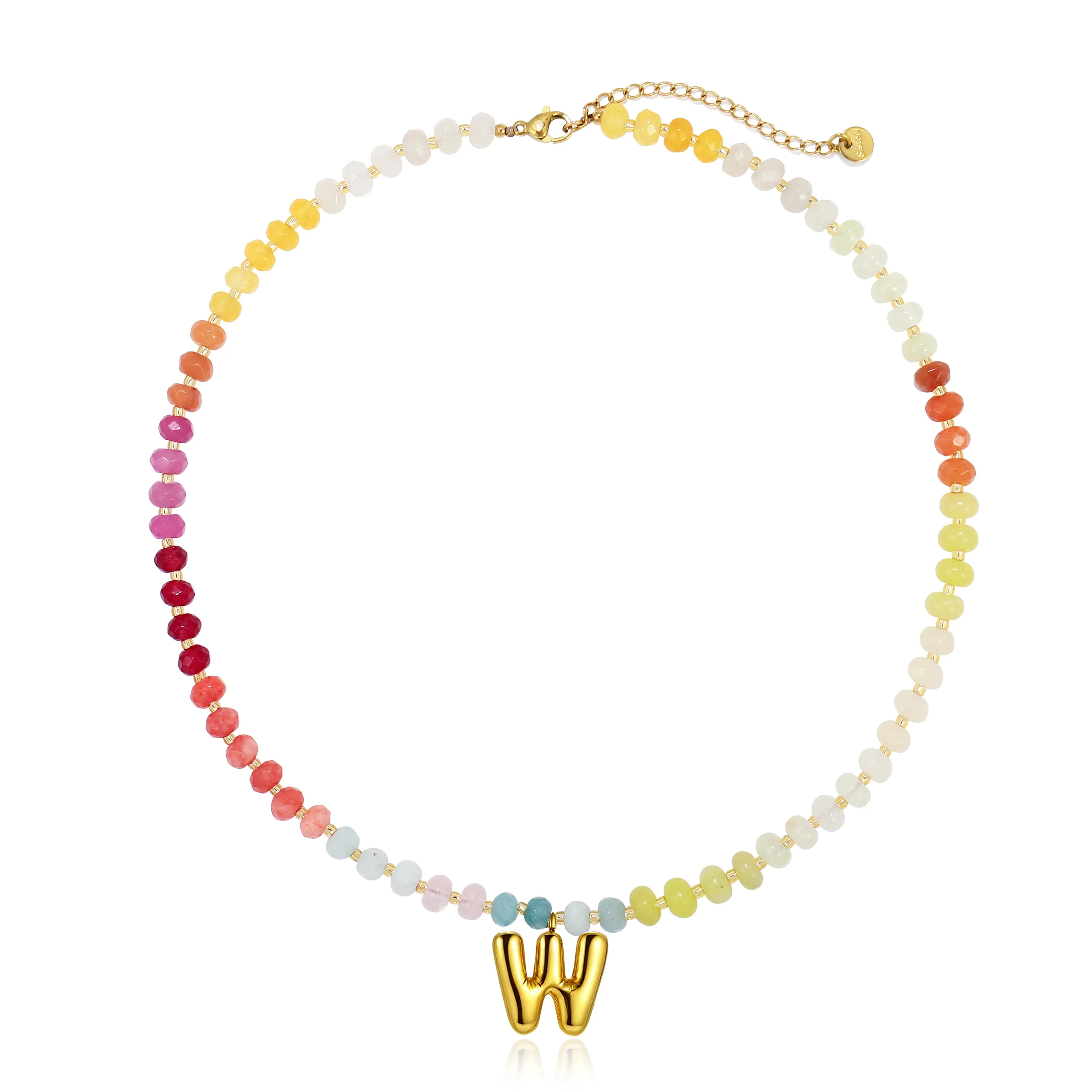 A-Z Bubble Initial Rainbow Necklace - Image 26